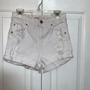 White denim shorts